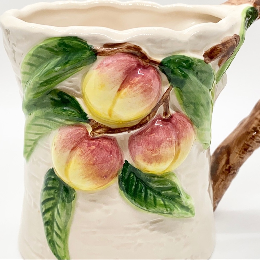 New Peaches on Tree OCI hand painted Ceramic Coffee Tea Mug 90's excellent cond. - Picture 2 of 8